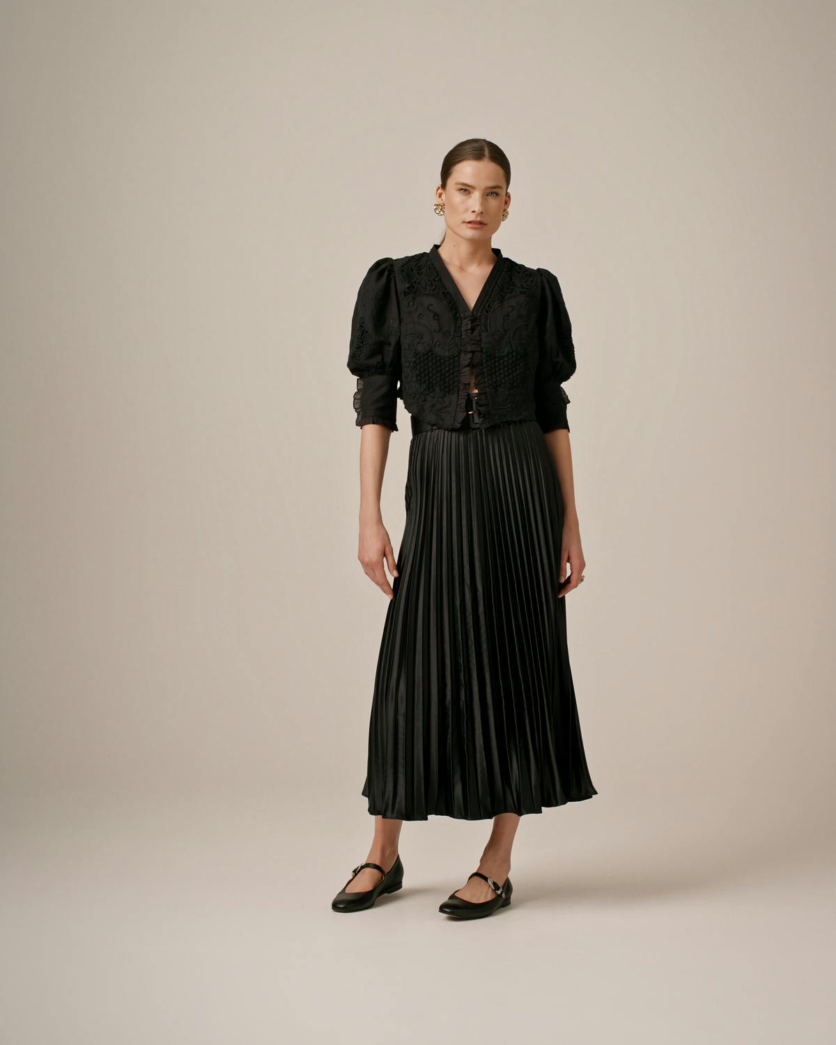 Linen Embroidery Jacket, Black. Image #5