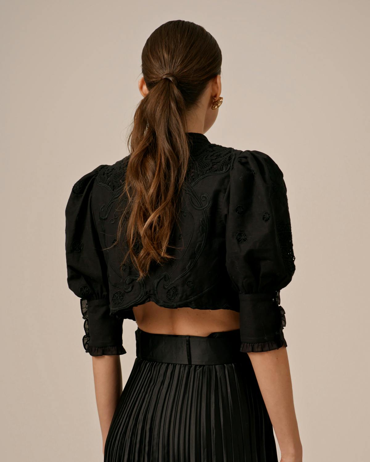 Linen Embroidery Jacket, Black. Image #4