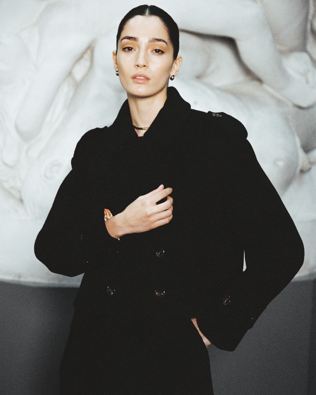 Tailored Caban Jacket, Black. Image #2