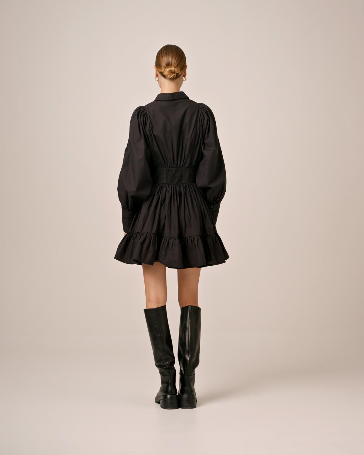 Poplin Mini Dress, Black. Image #5