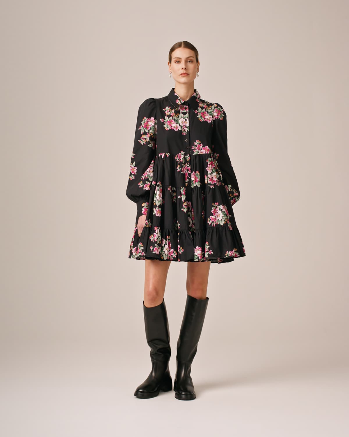 Poplin Tiered Dress, Apple Blossom. Image #1