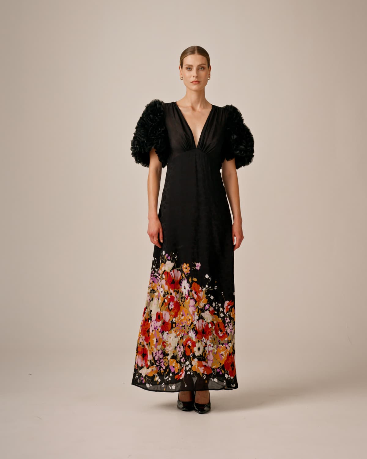 Georgette Ruffle Gown, Dark Bloom. Image #2