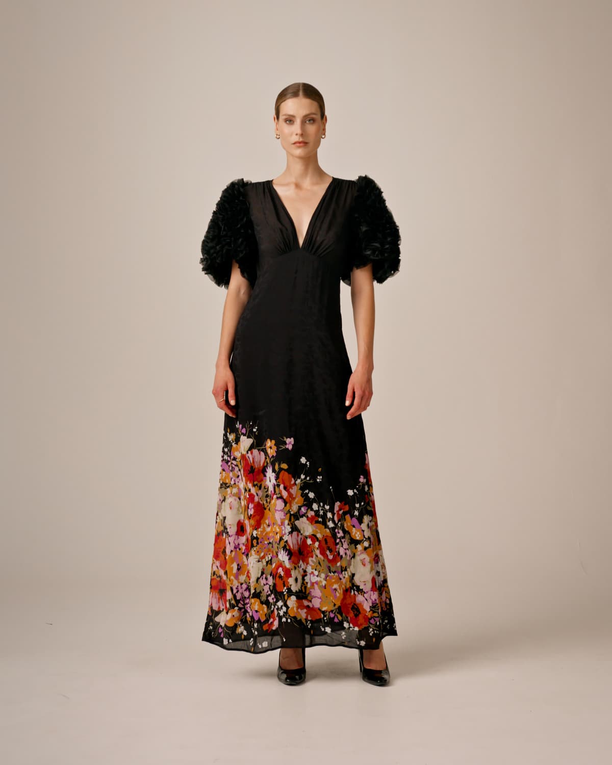 Georgette Ruffle Gown, Dark Bloom. Image #5