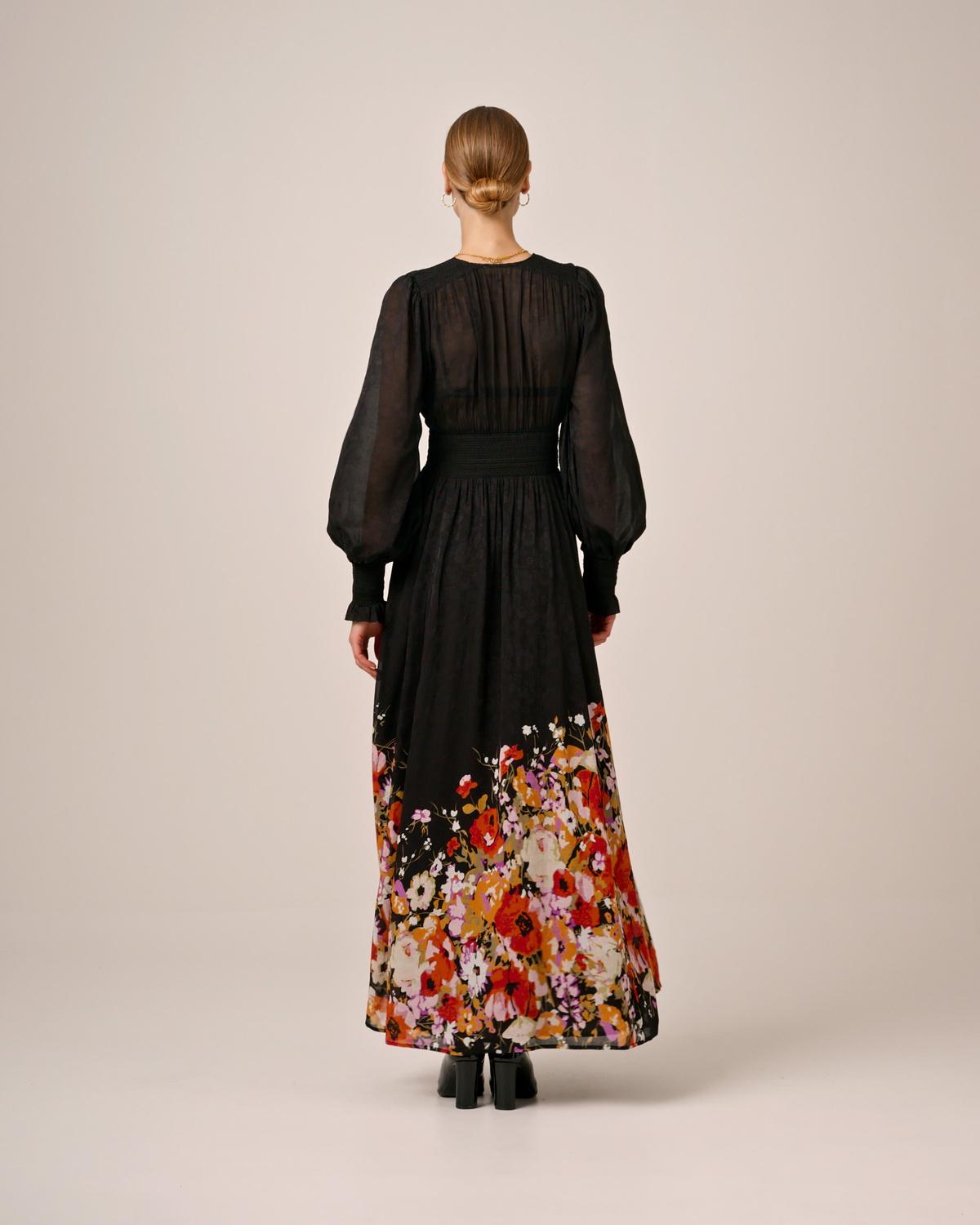 Georgette Smocking Gown, Dark Bloom. Image #4