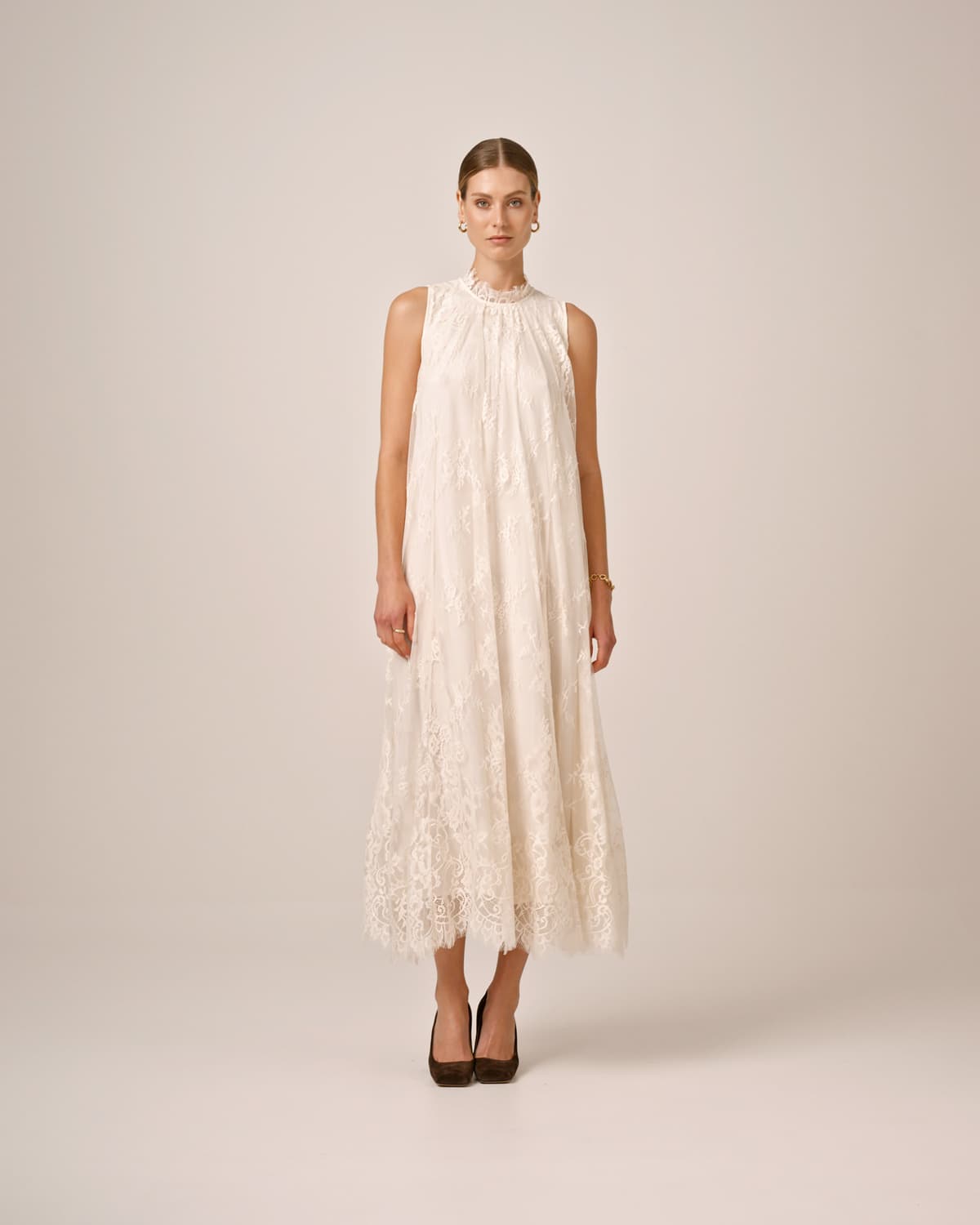 Lace Shift Dress, Vintage White. Image #1