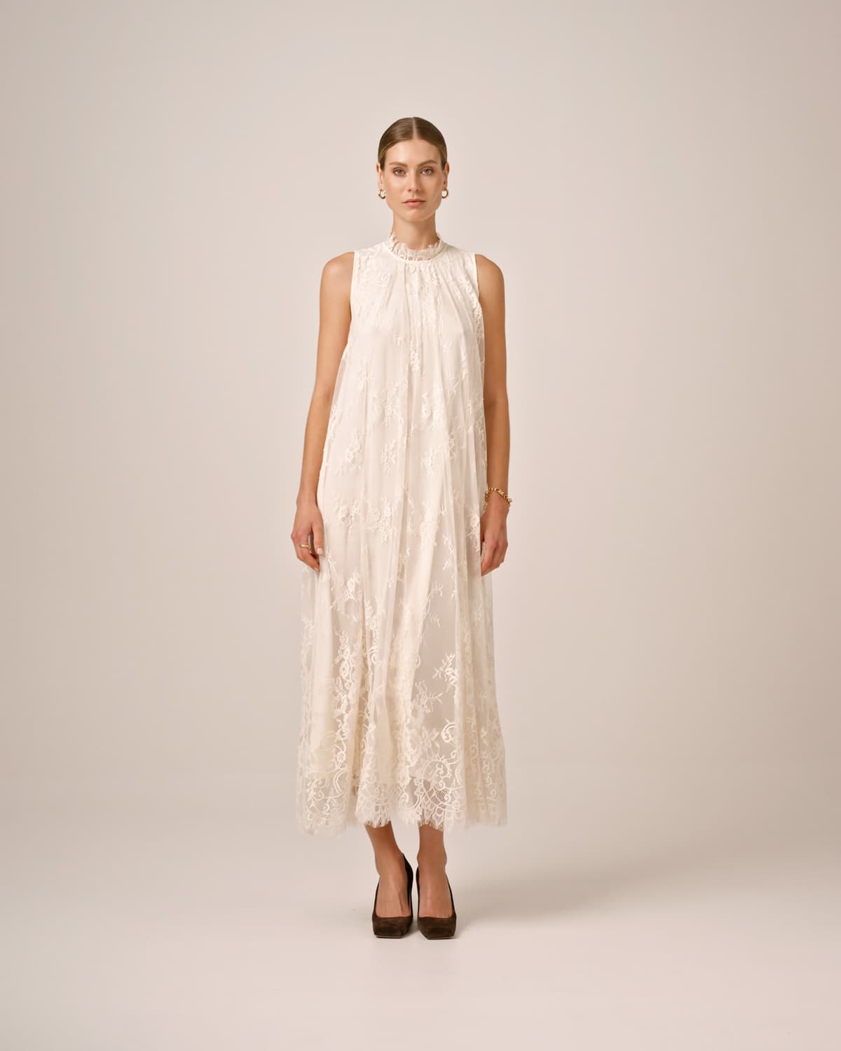 Lace Shift Dress, Vintage White. Image #2