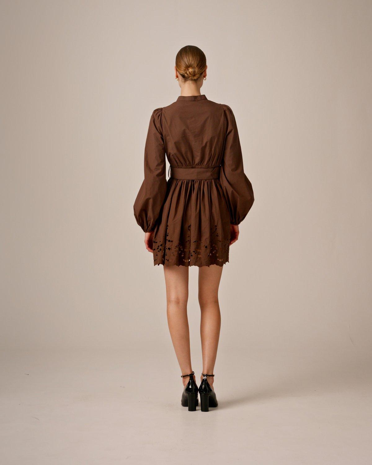 Poplin Shirt Dress, Brown. Image #4