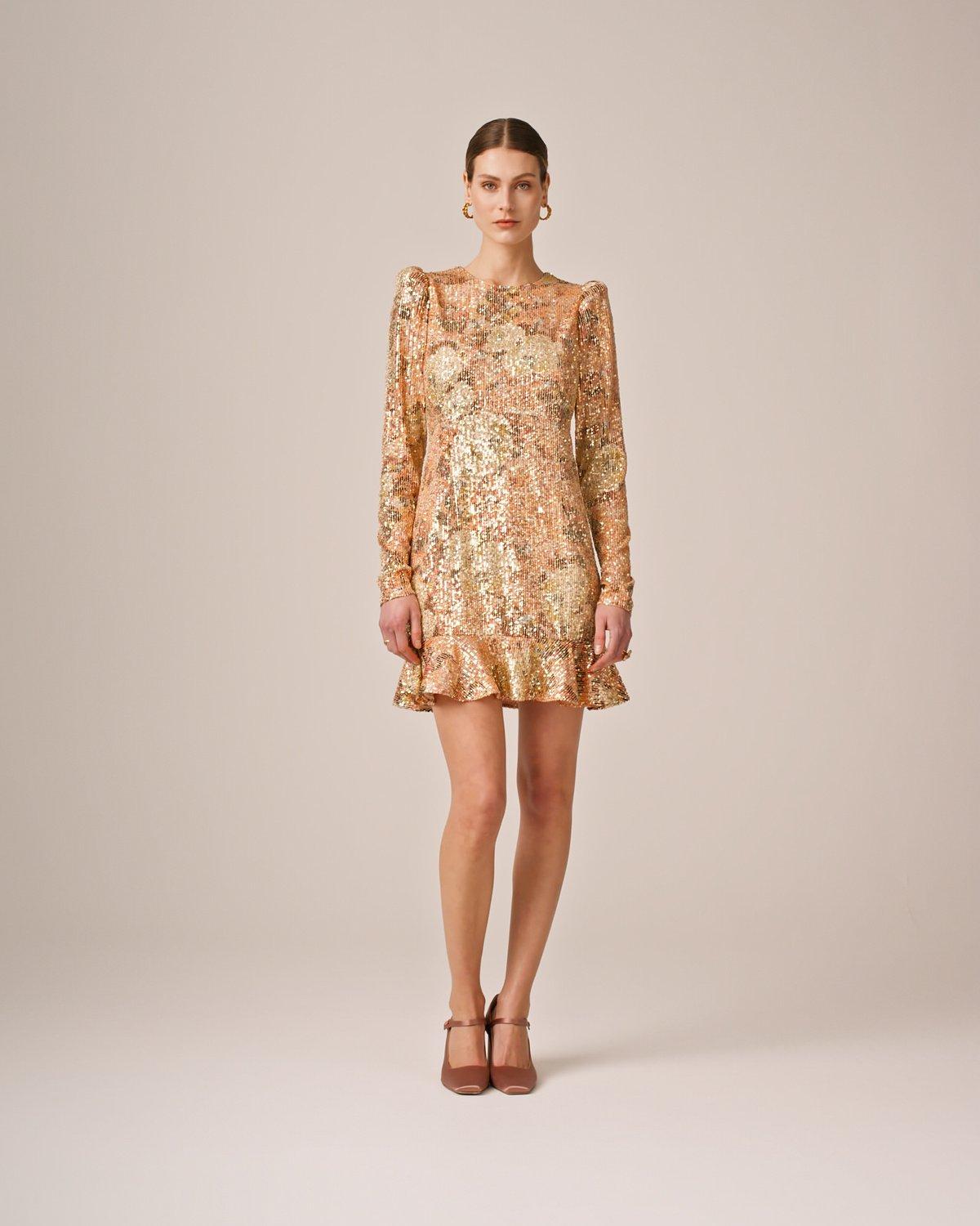 Sequins Mini Dress, Brushed peony. Image #1