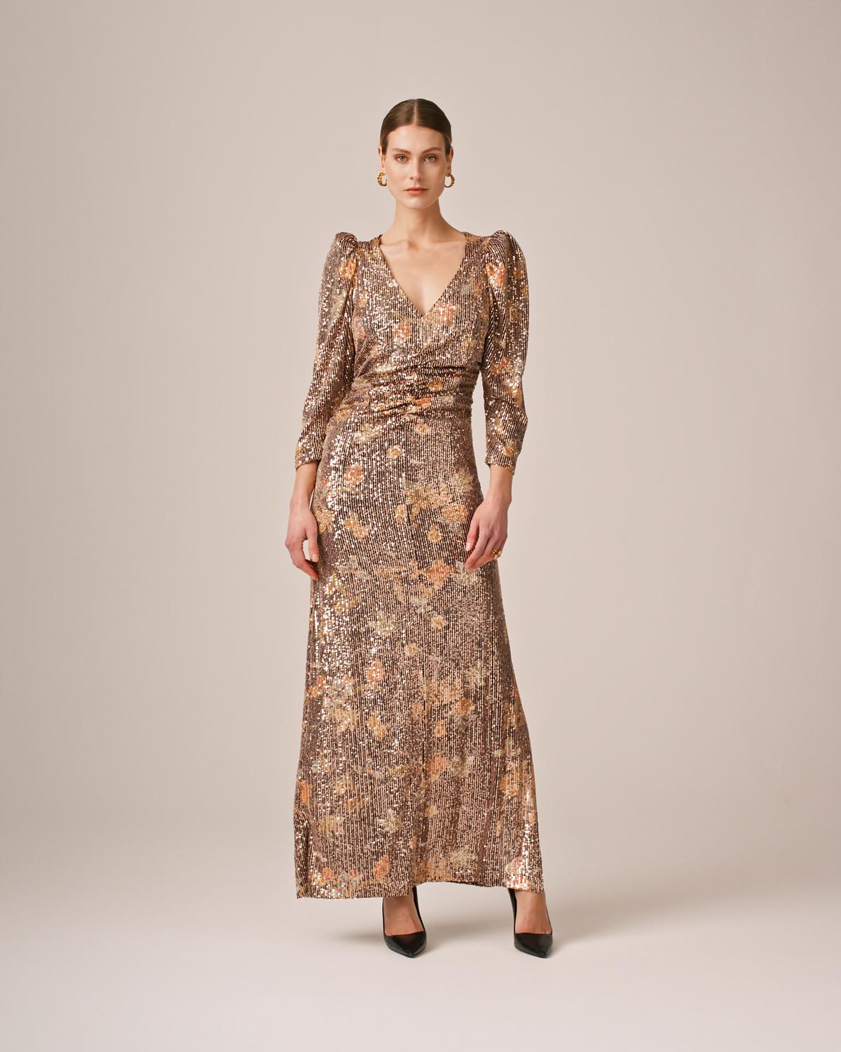 Sequins Maxi Dress, Night Garden. Image #1