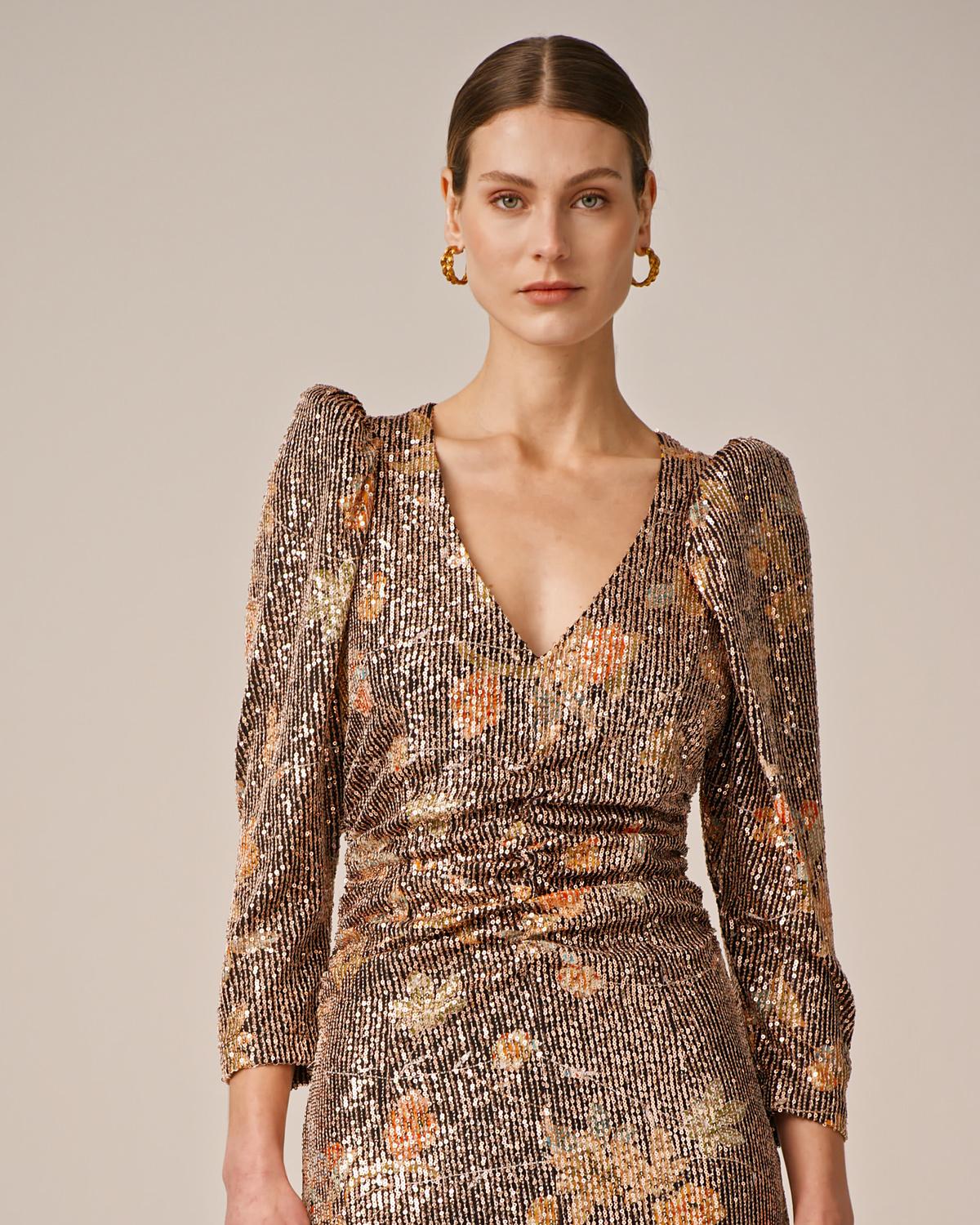 Sequins Maxi Dress, Night Garden. Image #4