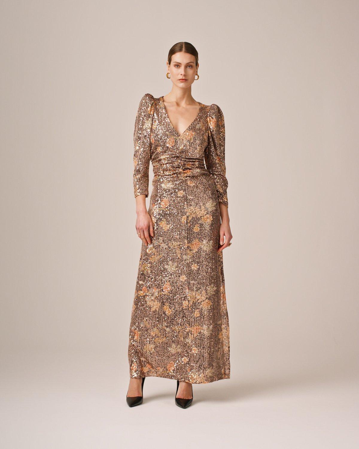 Sequins Maxi Dress, Night Garden. Image #2