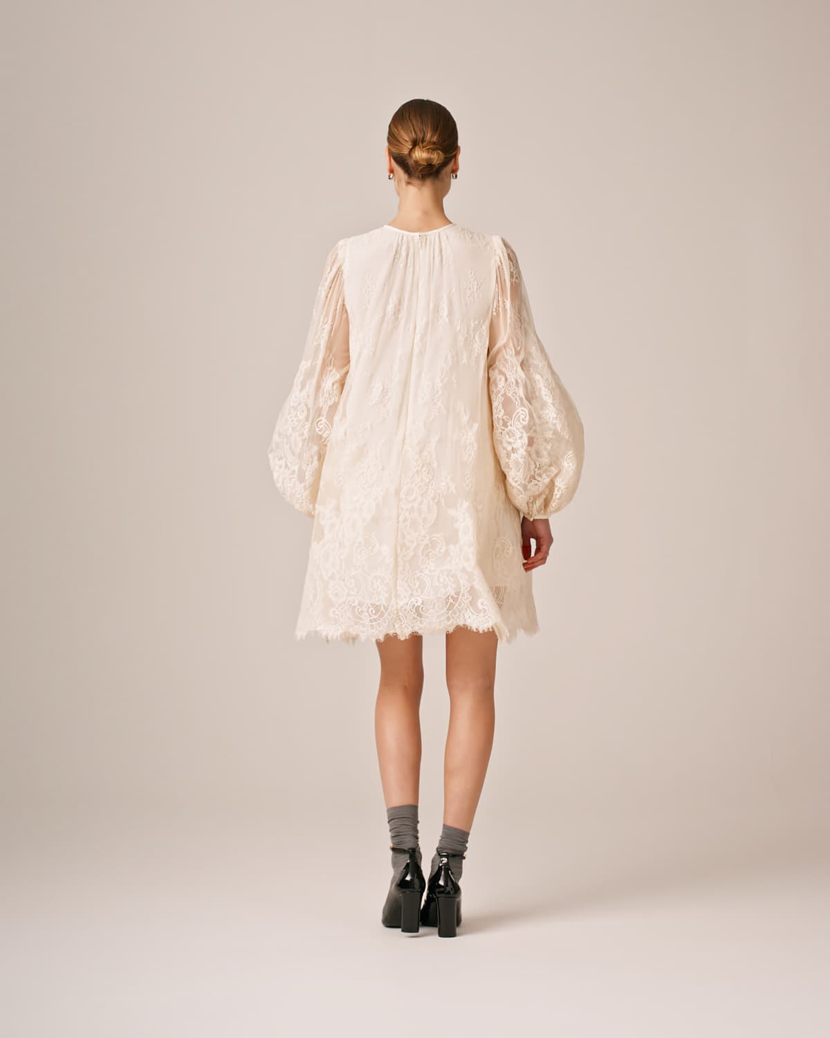 Lace Mini Dress, Vintage White. Image #3