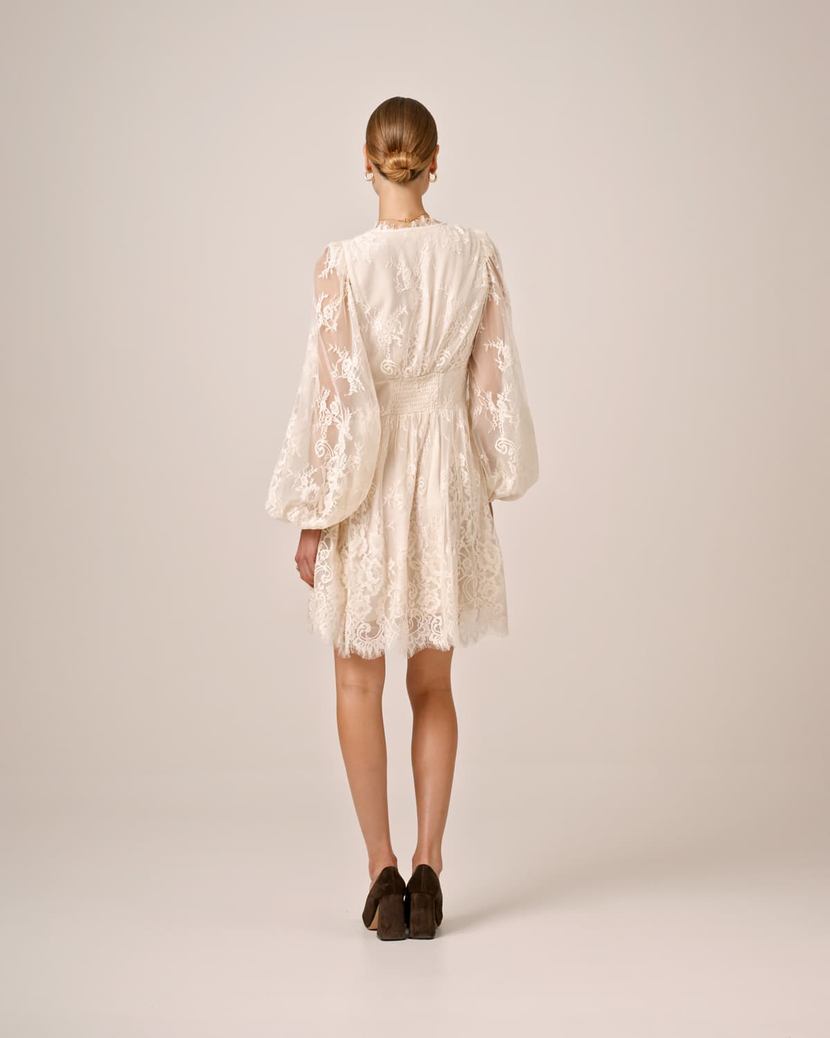 Lace V-Neck Dress, Vintage White. Image #3