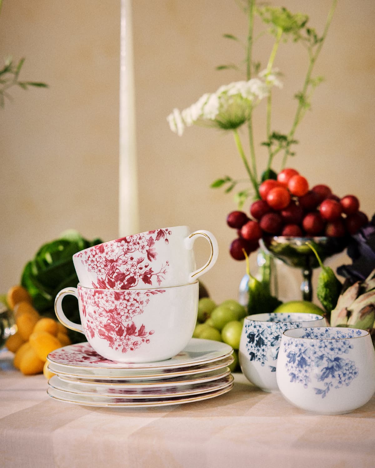 Tea Cup and Sauser, Burgundy. Image #2