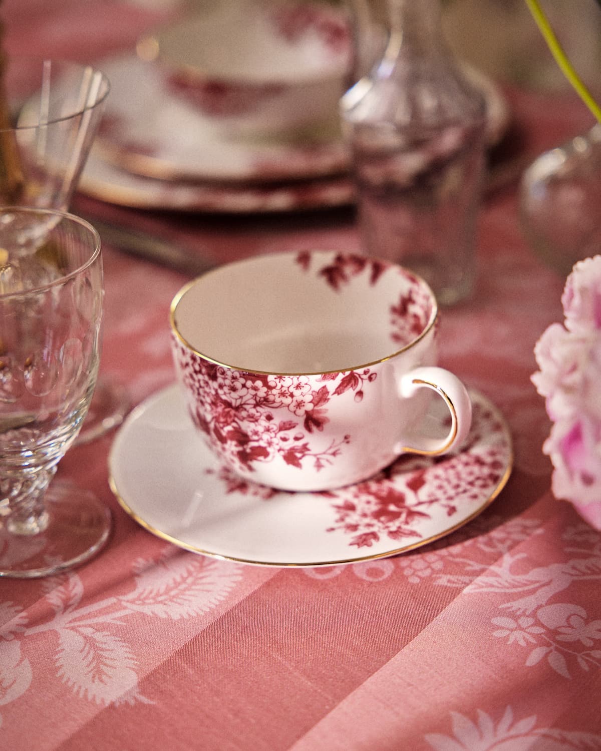 Tea Cup and Sauser, Burgundy. Image #1