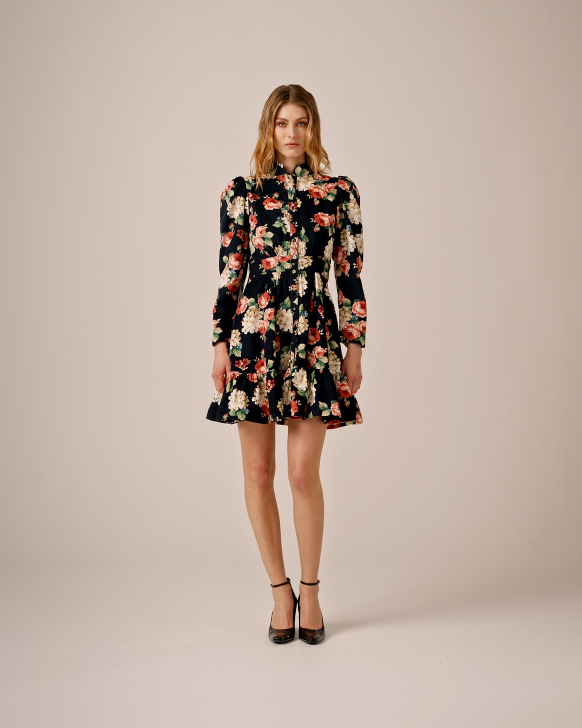 Baby Cord Mini Dress, Midnight Roses. Image #5