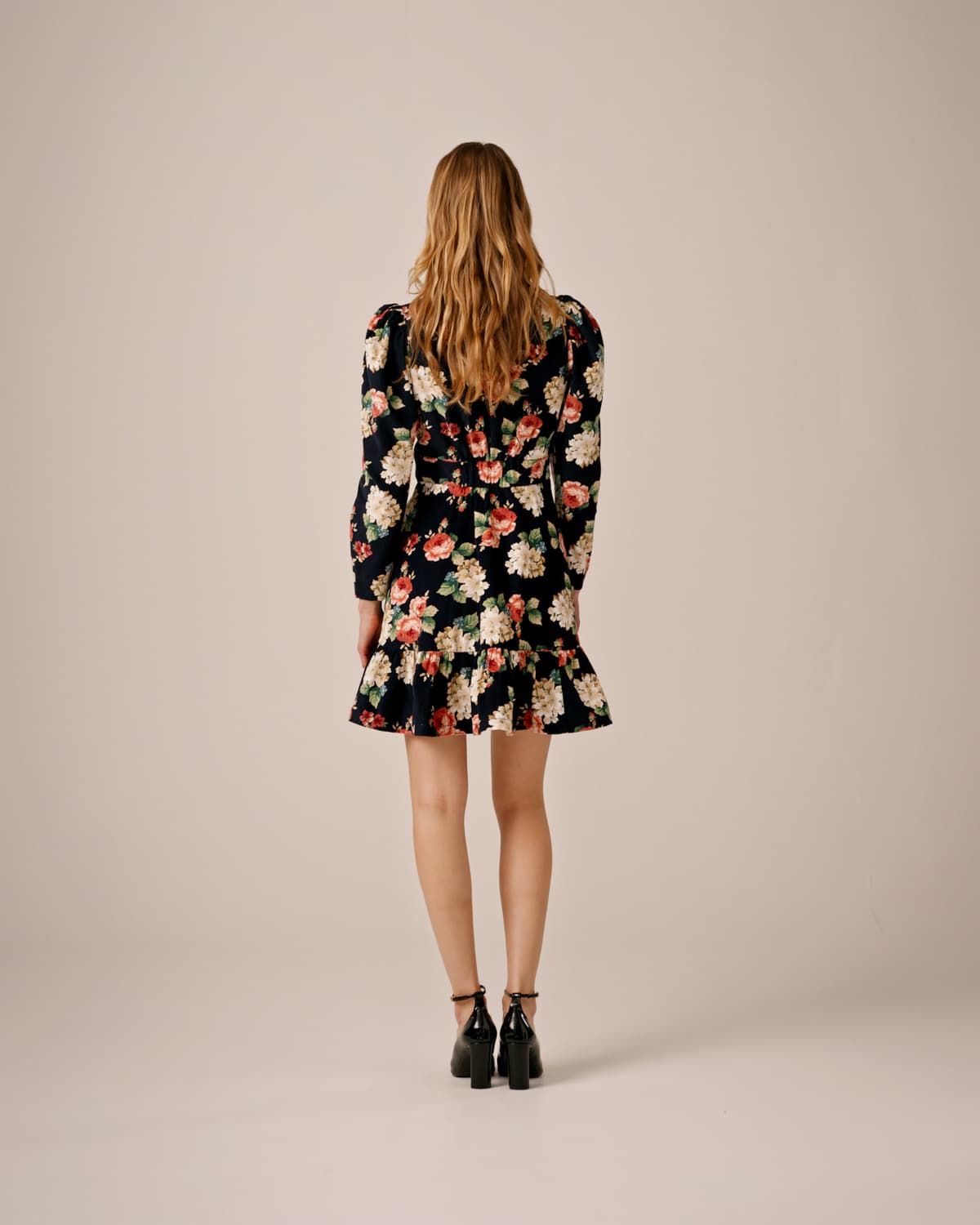 Baby Cord Mini Dress, Midnight Roses. Image #4