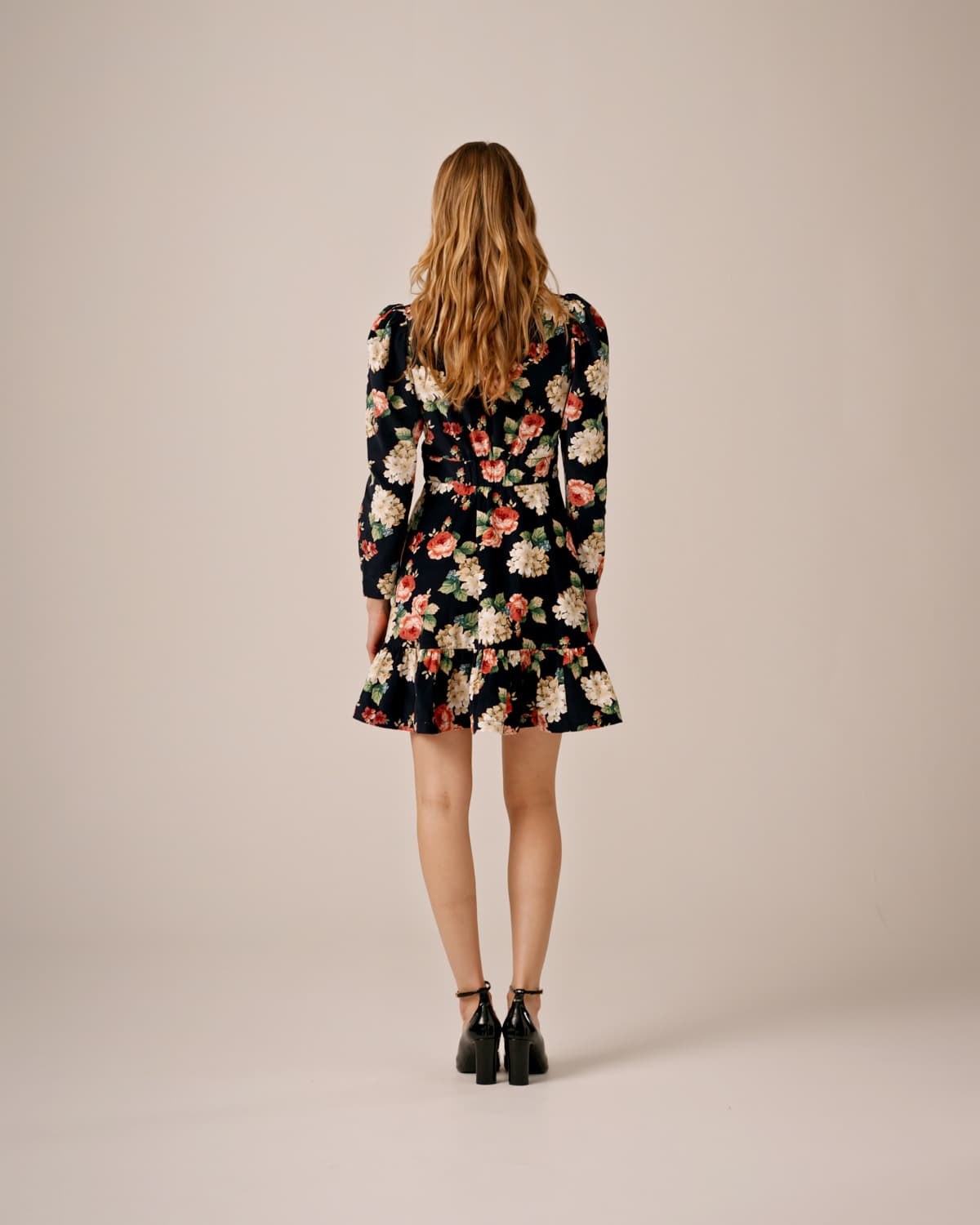 Baby Cord Mini Dress, Midnight Roses. Image #3