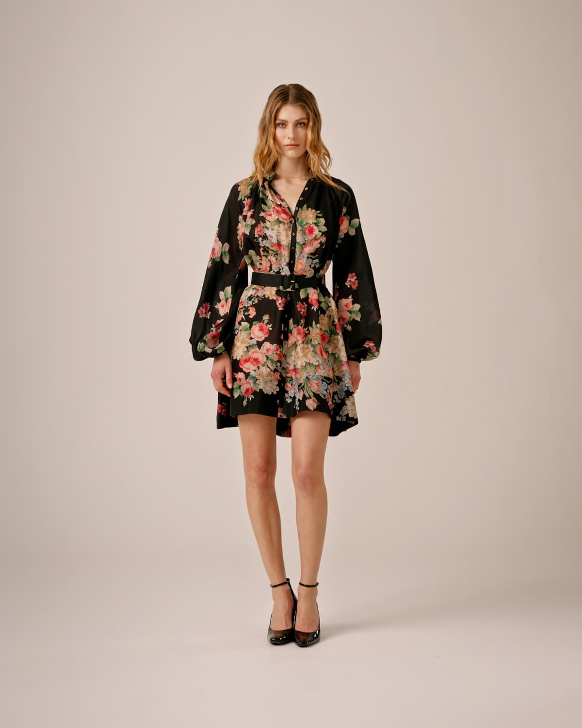 Cupro Button-Down Dress, Flower Market. Image #2