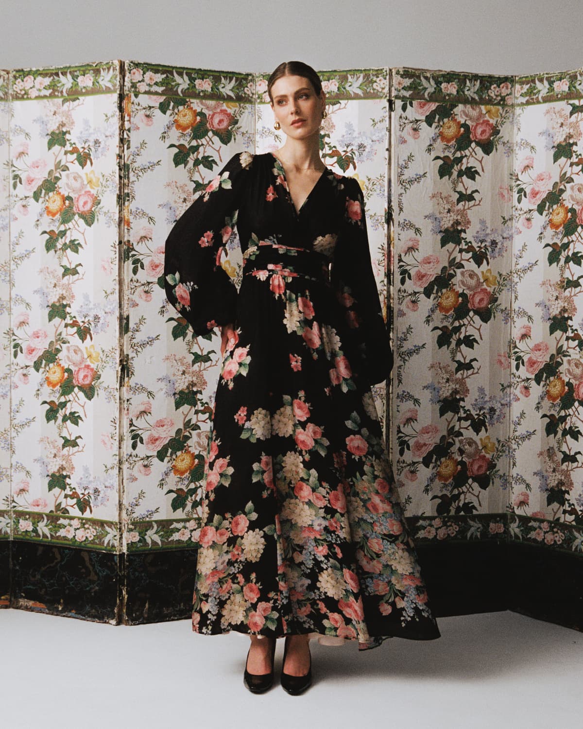 Cupro Rouching Gown, Flower Market. Image #1