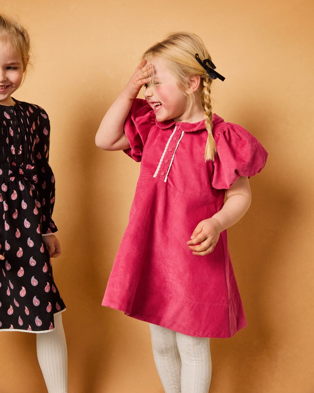 Baby Cord Collar Dress, Raspberry. Image #1