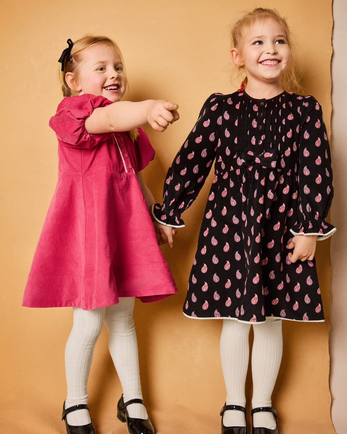 Baby Cord Collar Dress, Raspberry. Image #4