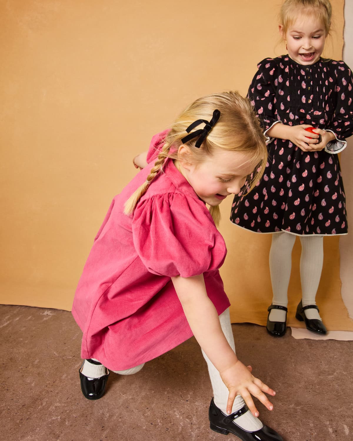 Baby Cord Collar Dress, Raspberry. Image #5