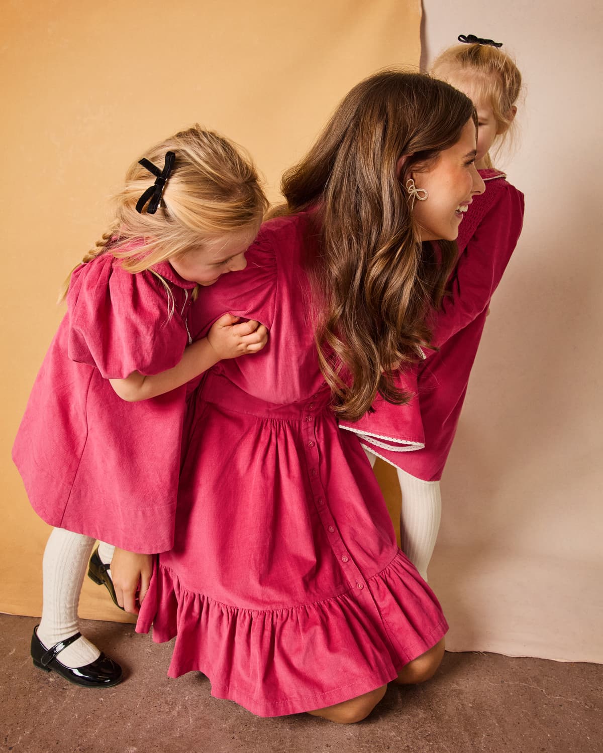Baby Cord Collar Dress, Raspberry. Image #3