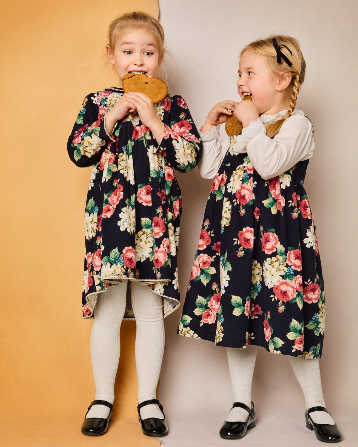 Baby Cord Shift Dress, Midnight Roses. Image #3