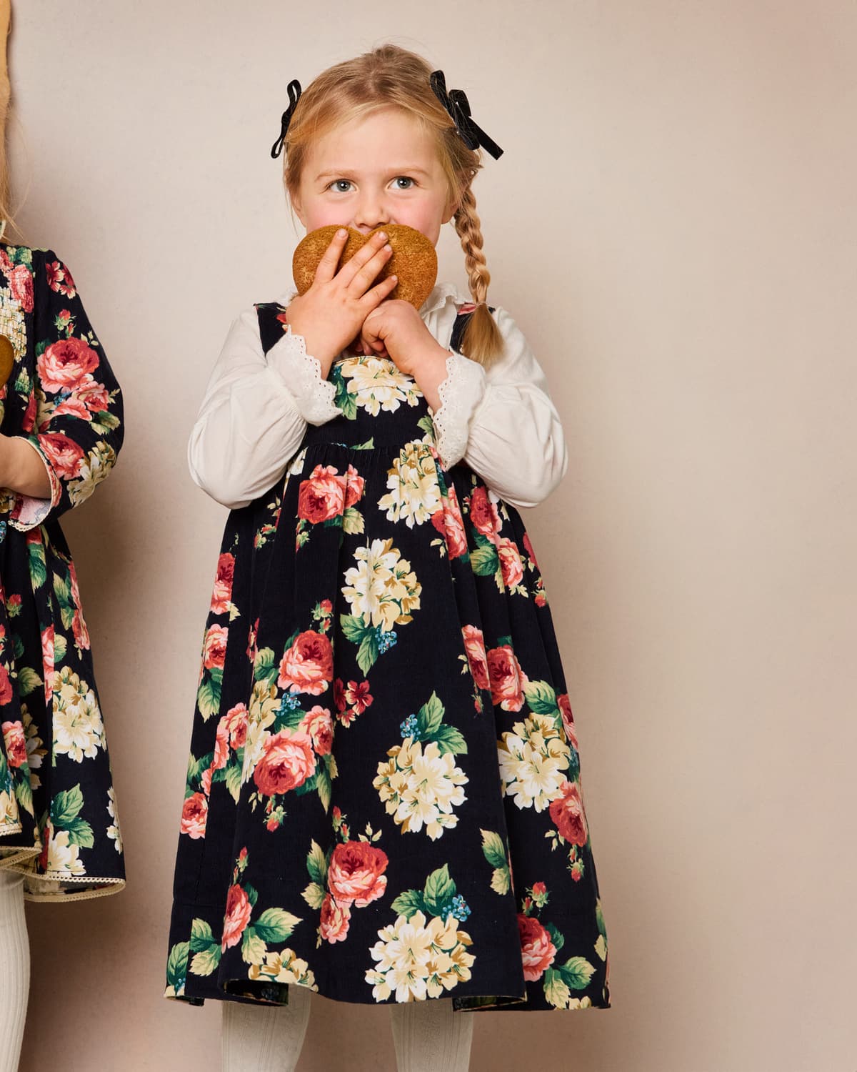 Baby Cord Shift Dress, Midnight Roses. Image #1