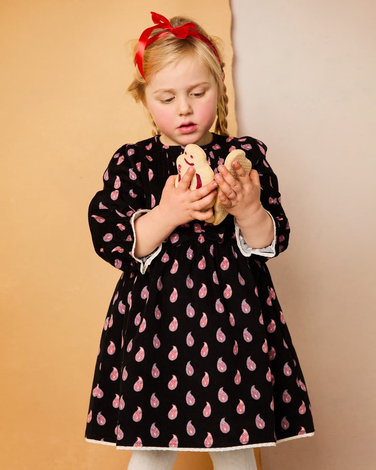 Baby Cord Ribbon Dress, Paisley. Image #1