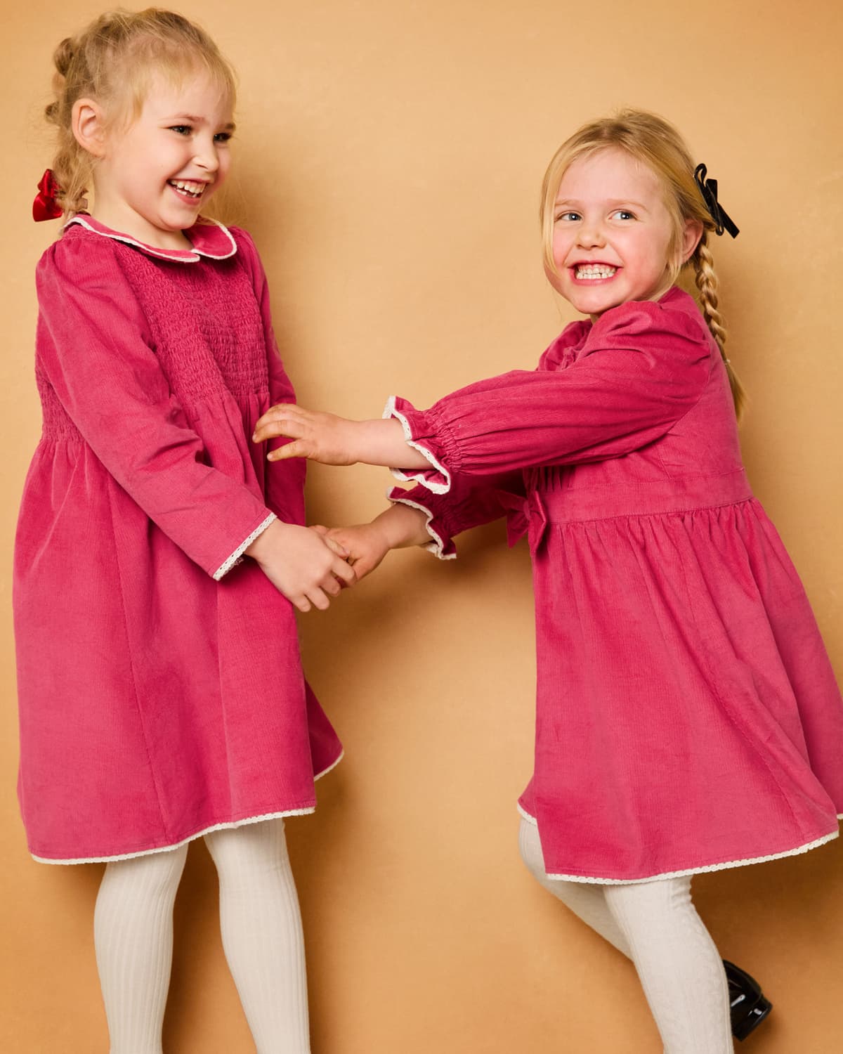 Baby Cord Ribbon Dress, Raspberry. Image #3