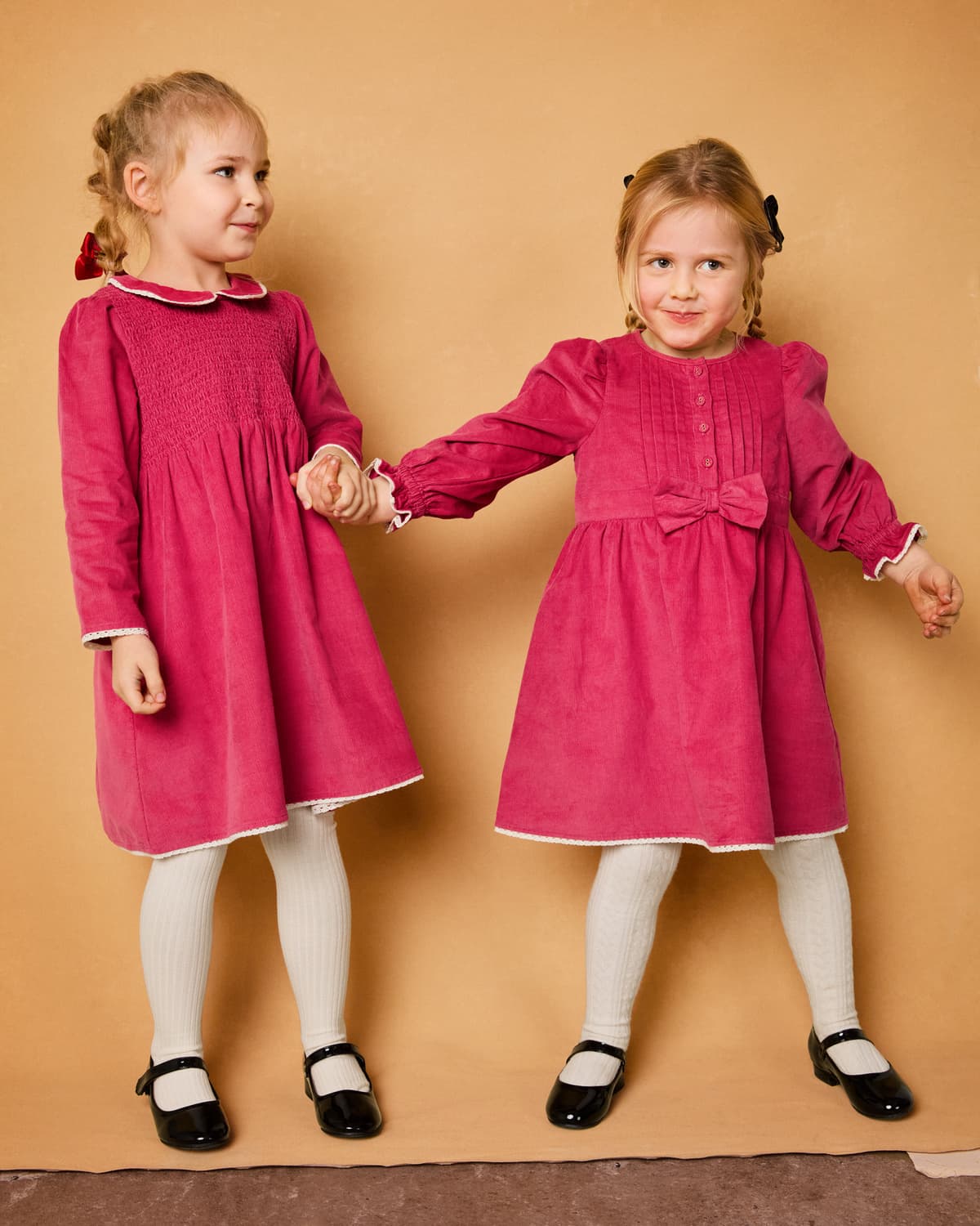 Baby Cord Ribbon Dress, Raspberry. Image #2