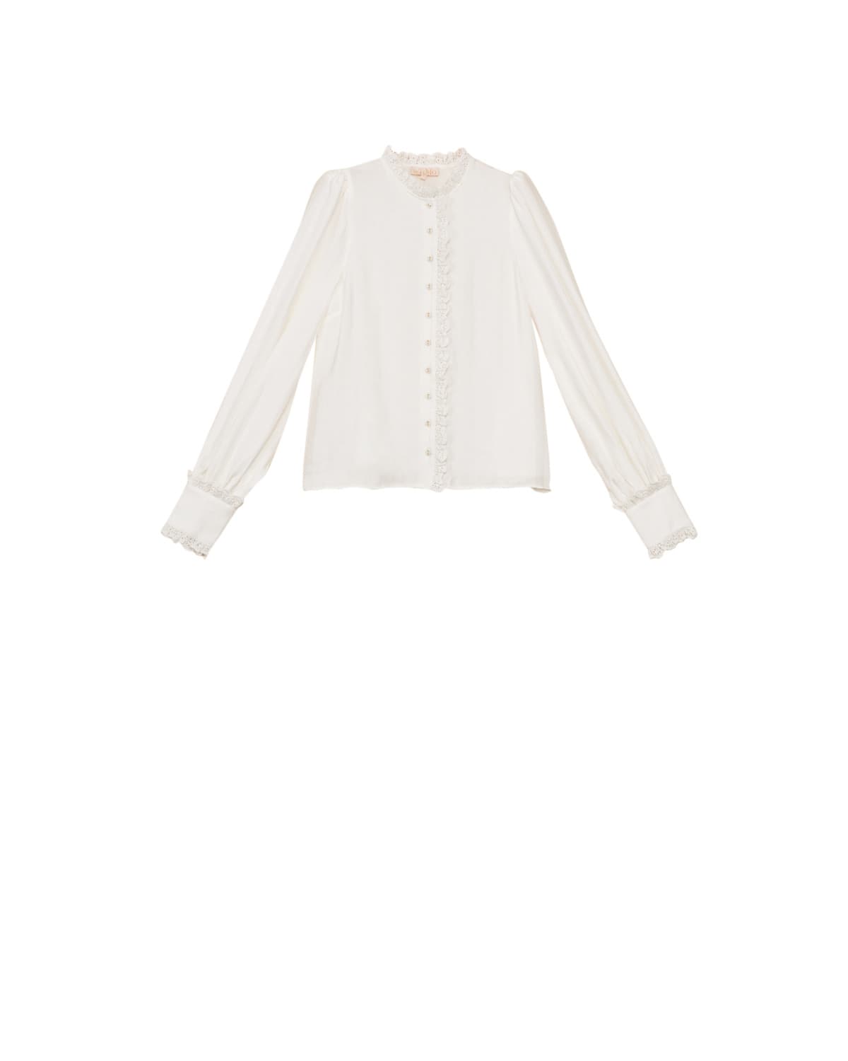 Striped Ruffle Blouse, Vintage White. Image #5