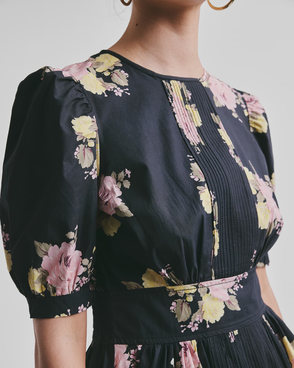 Poplin Mini Dress, Black Posy. Image #3