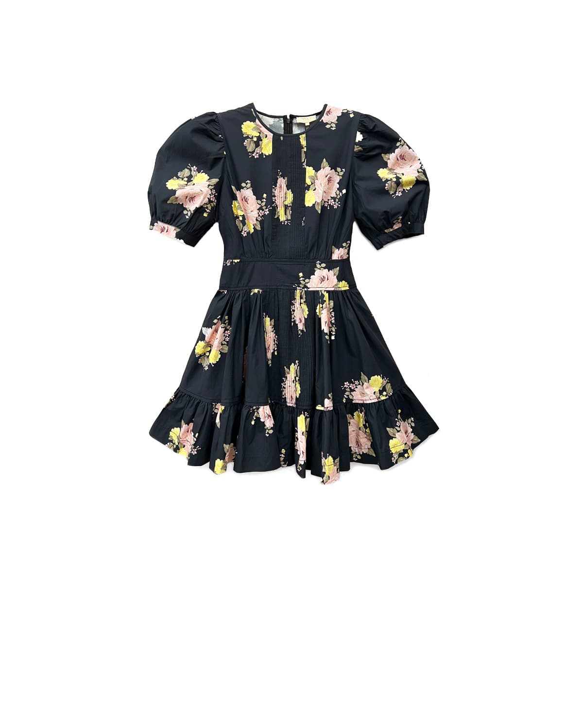 Poplin Mini Dress, Black Posy. Image #1