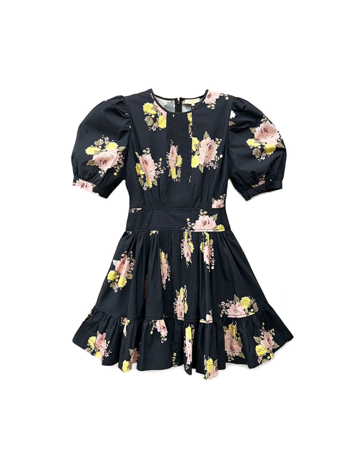 Poplin Mini Dress, Black Posy. Image #1