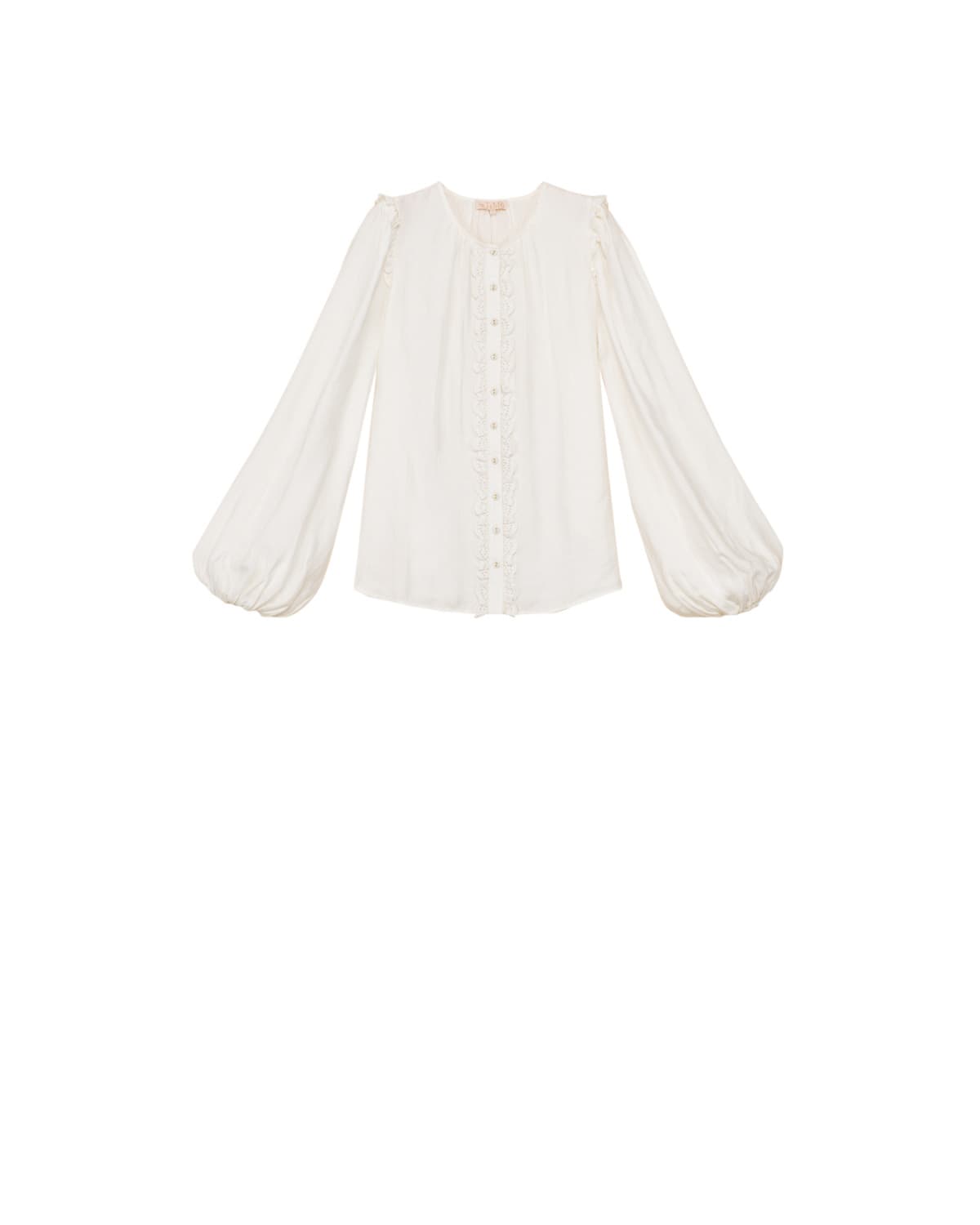 Striped Puffed Blouse, Vintage White. Image #6