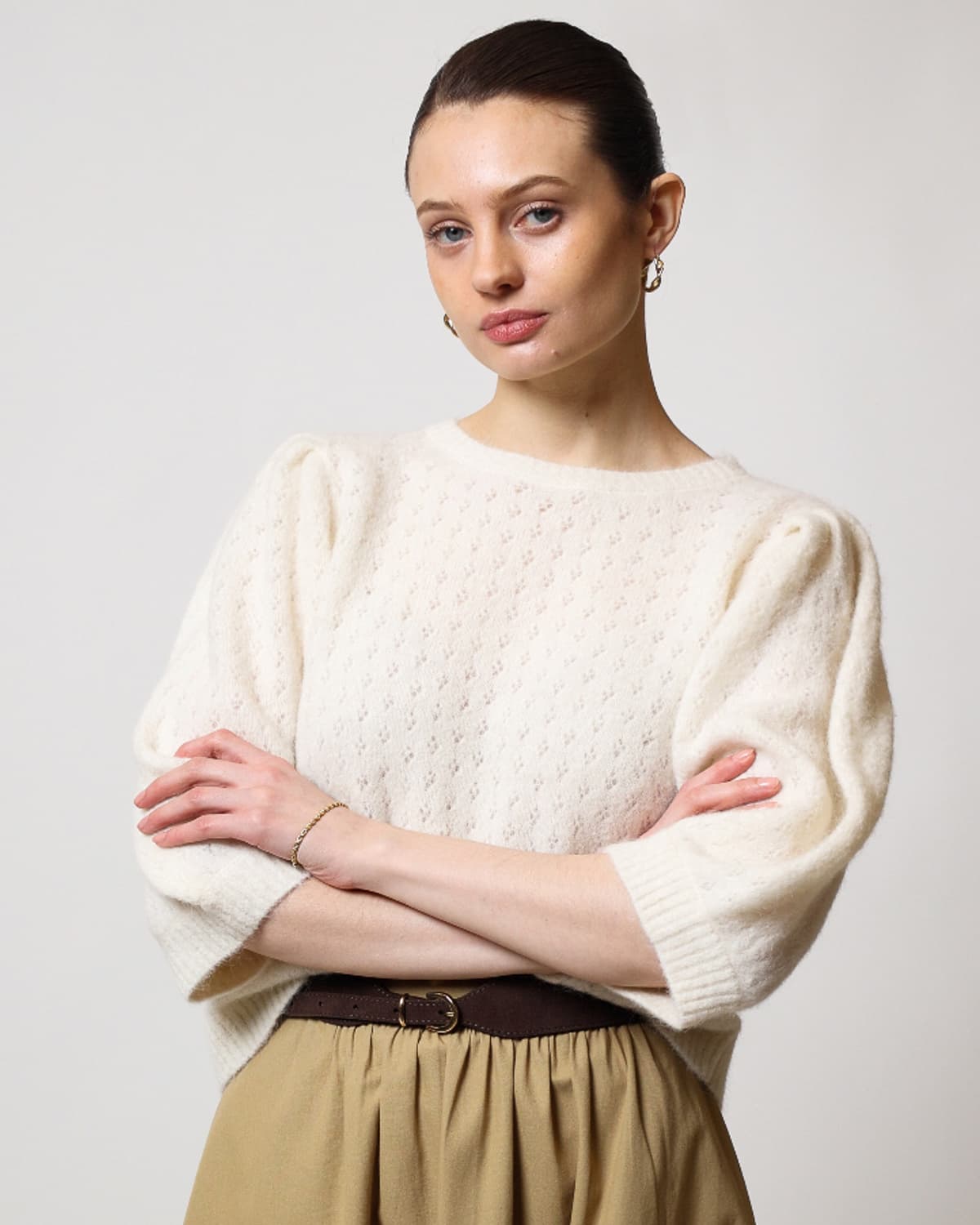 Knit Top, Off White. Image #1