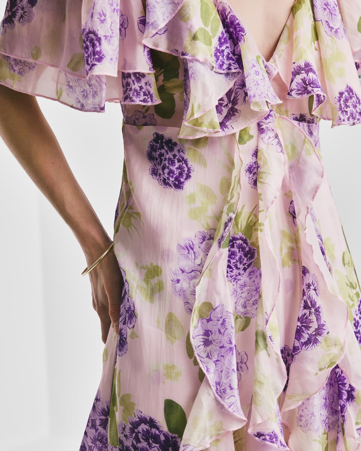 Cupro Ruffle Dress, Purple Flowerfield. Image #6