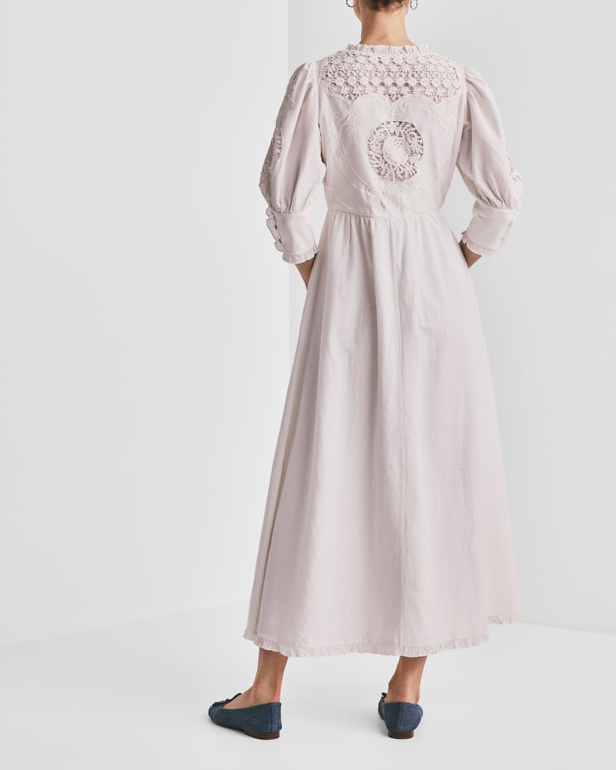 Linen Button-Down Dress, Off White. Image #5