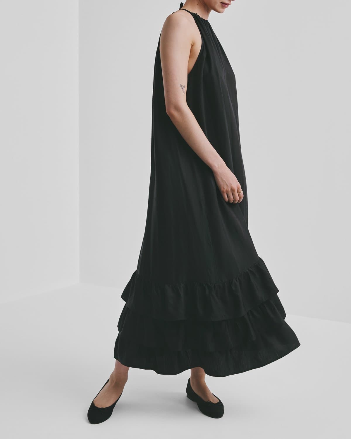 Viscose Halterneck Dress, Black. Image #2