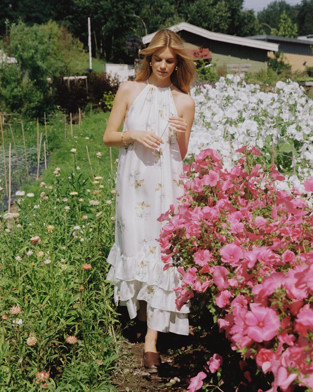 Viscose Halterneck Dress, Tea Garden. Image #1