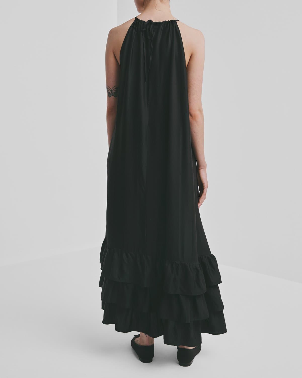 Viscose Halterneck Dress, Black. Image #4