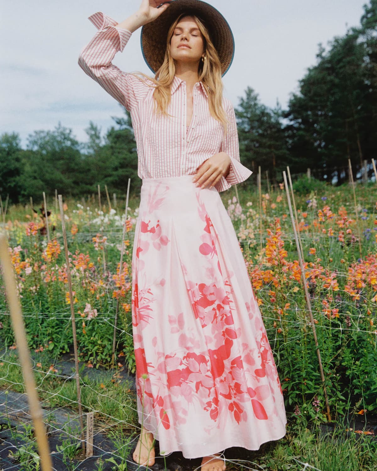 Viscose Maxi Skirt, Pink Field. Image #2