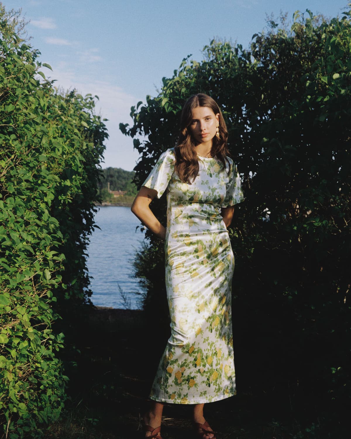 Taffeta Open-Back Dress, Green Sunlight. Image #8