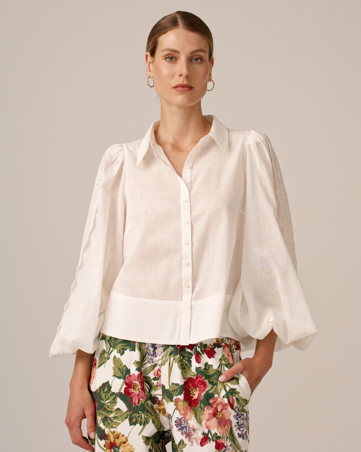 Cotton Slub Shirt, White. Image #1