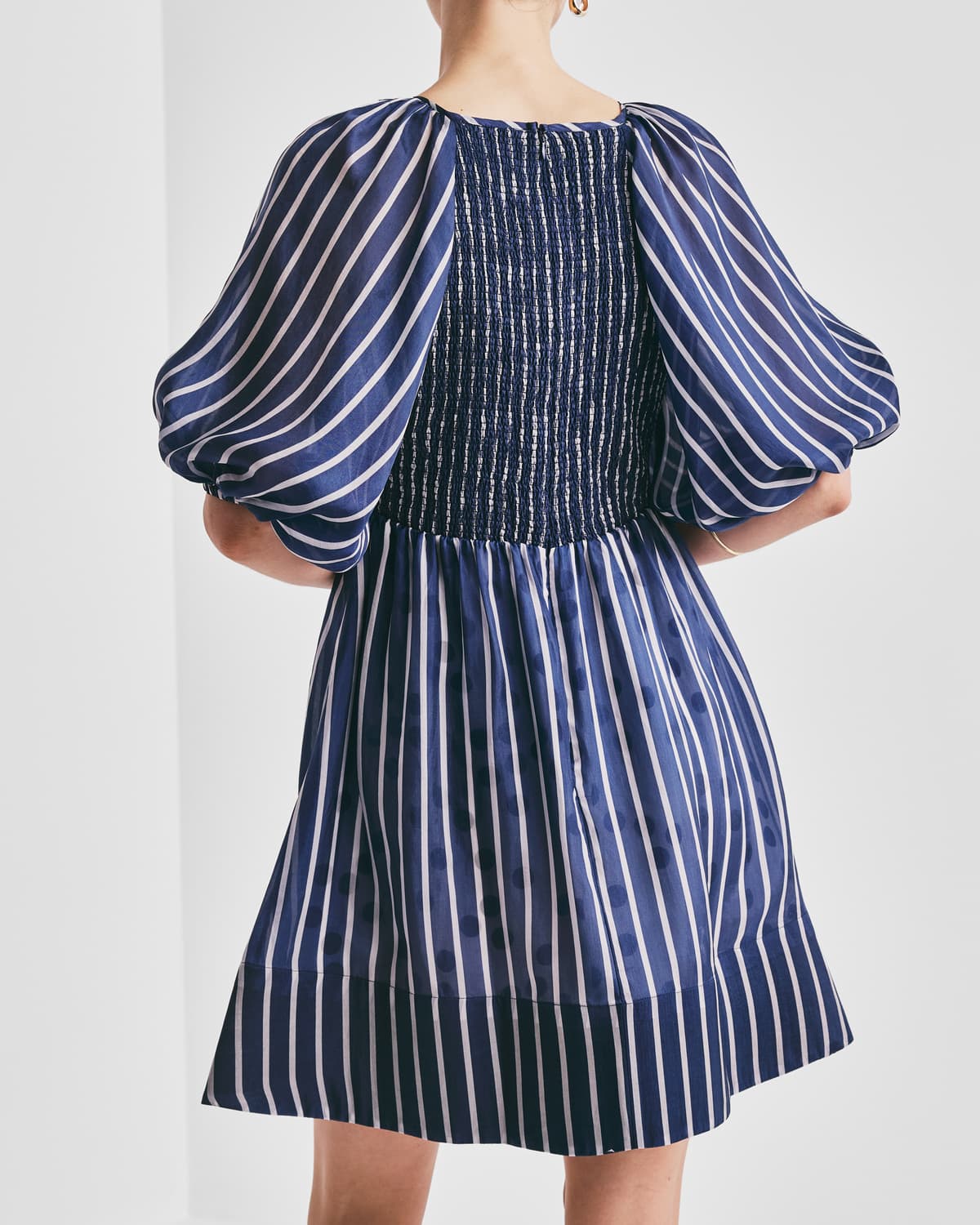Cupro Mini Dress, Blue Stripe. Image #3