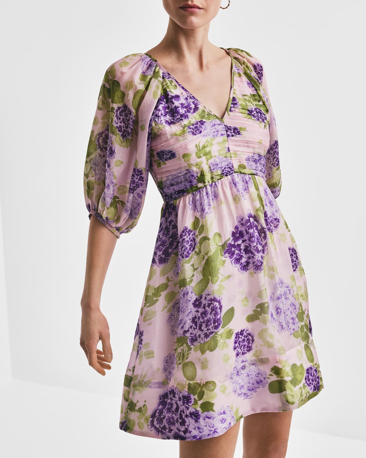 Cupro Mini Dress, Purple Flowerfield. Image #2