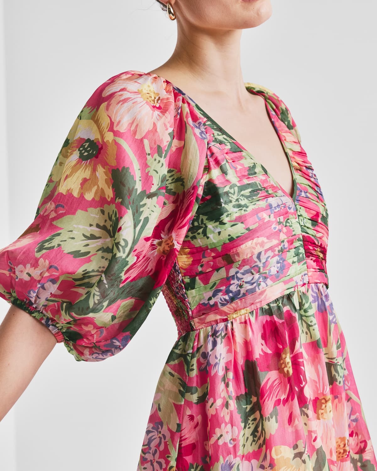 Cupro Mini Dress, Pink Blossoms. Image #3